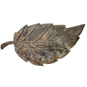 Distinctive Metal Leaf Decorative Hanging Wall Art TrayDecor Rustic Green Brown‎